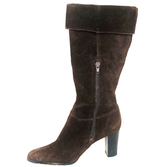 Apostrophe Suede Boots Pirate Riding 15 in Brown Zip 6.5 Women Meander Y2K Gypsy - Picture 7 of 16